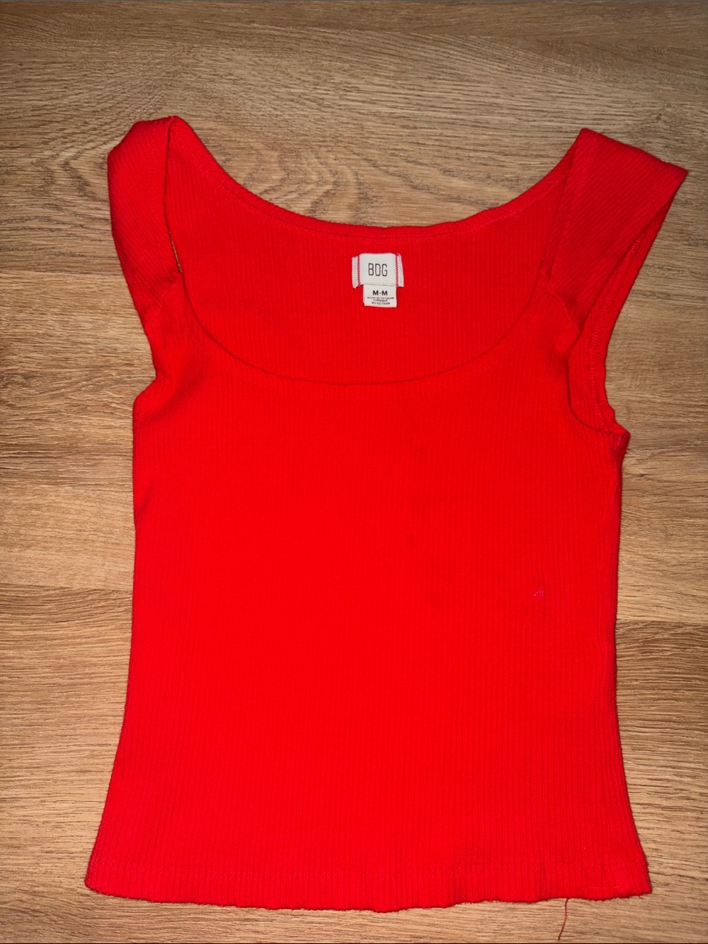 BDG Bright Red Ribbed Scoop Tank